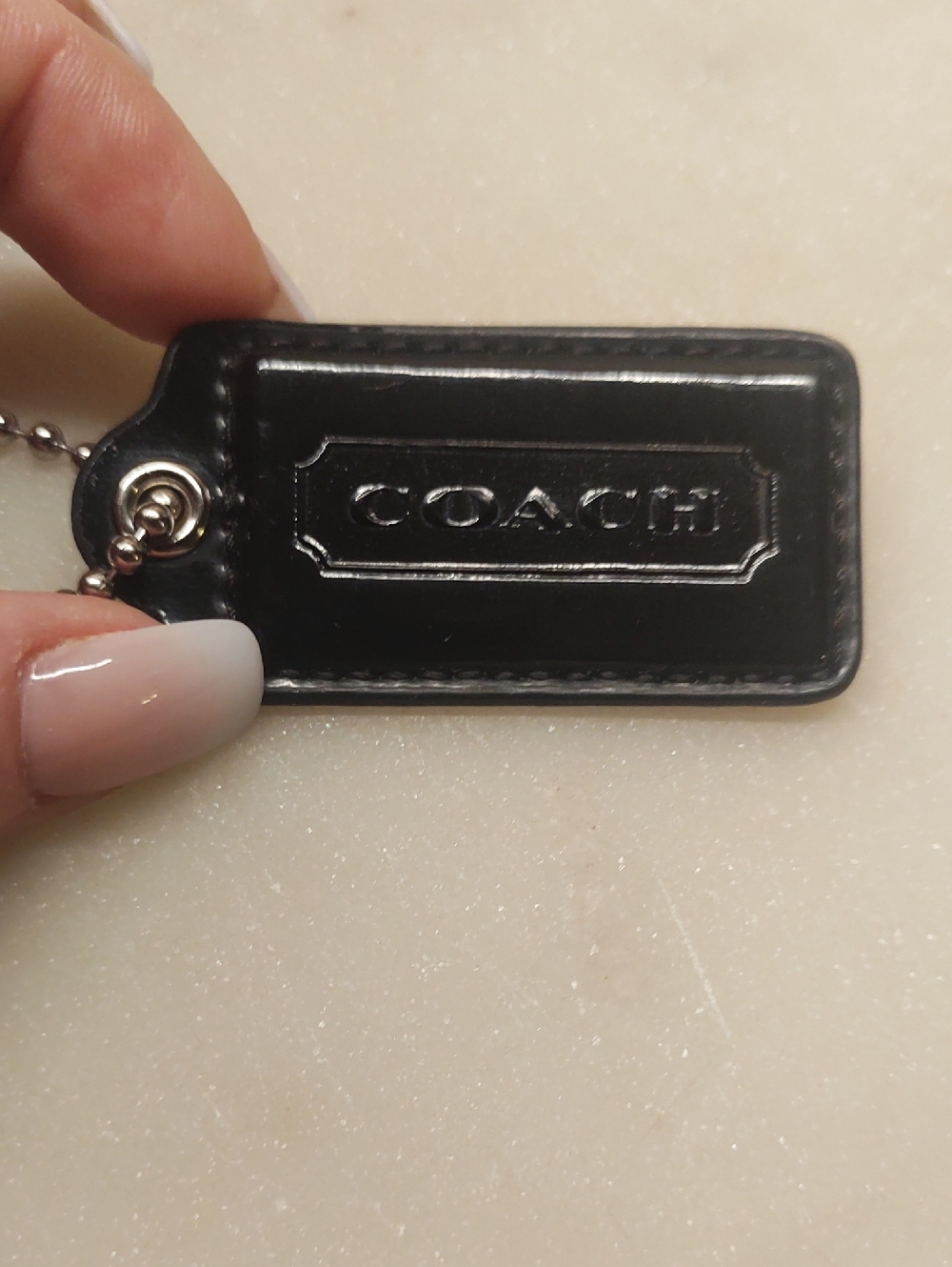 COACH 2.5" Large Patent Leather Glossy Black Hang Tag/Bag Charm/Key FOB